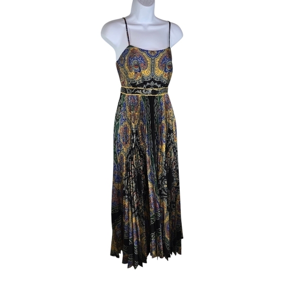 Sandro Riana satin paisley pleated sleeveless maxi dress - Picture 5 of 15